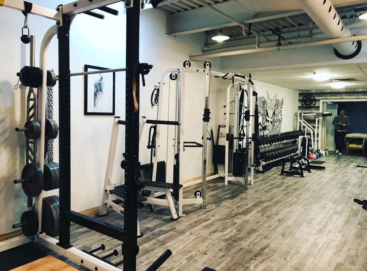 Wide view of studio, back wall